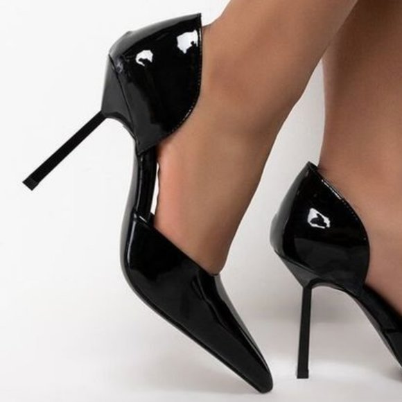 BLACK PVC HEELS - Picture 1 of 5